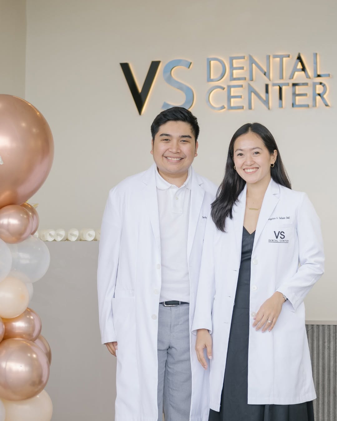 Dr. Timothy John and Dr. Angelica Sañada at the VS Dental Center Paseo opening